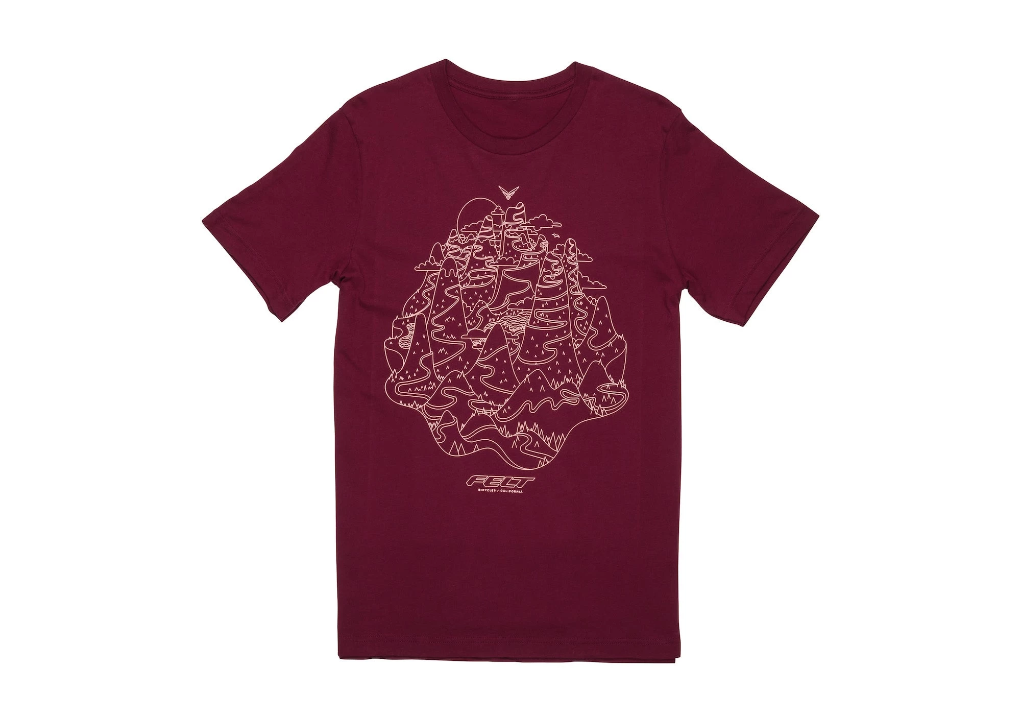 Felt Bicycles Fondo Maroon T-Shirt | Men's 1 Felt Bicycles Fondo Maroon T-Shirt | Men's